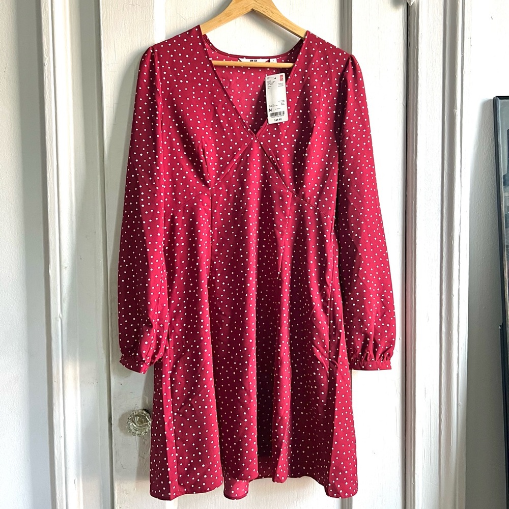 Uniqlo red and white polka dot dress size medium. New with tags.